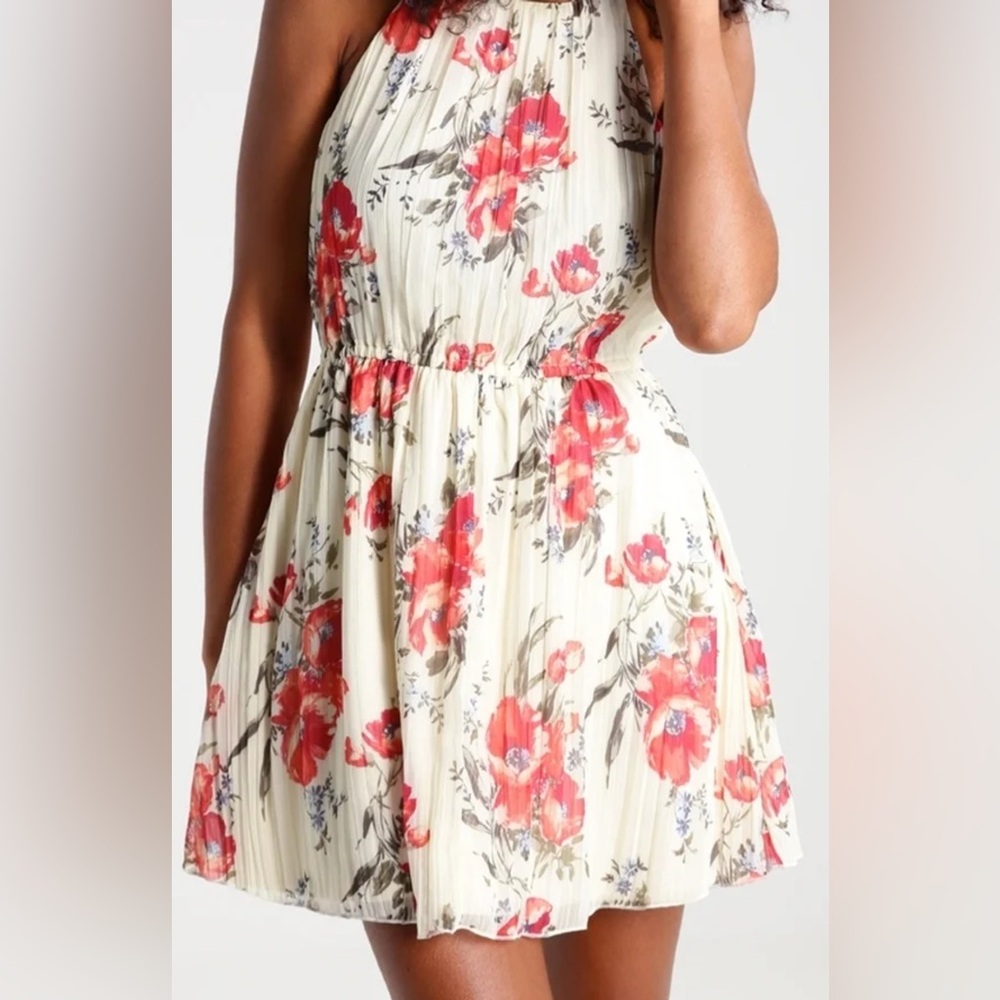 Abercrombie & Fitch Mini Dress Womens XSP Cream White Floral Tie‎ Back